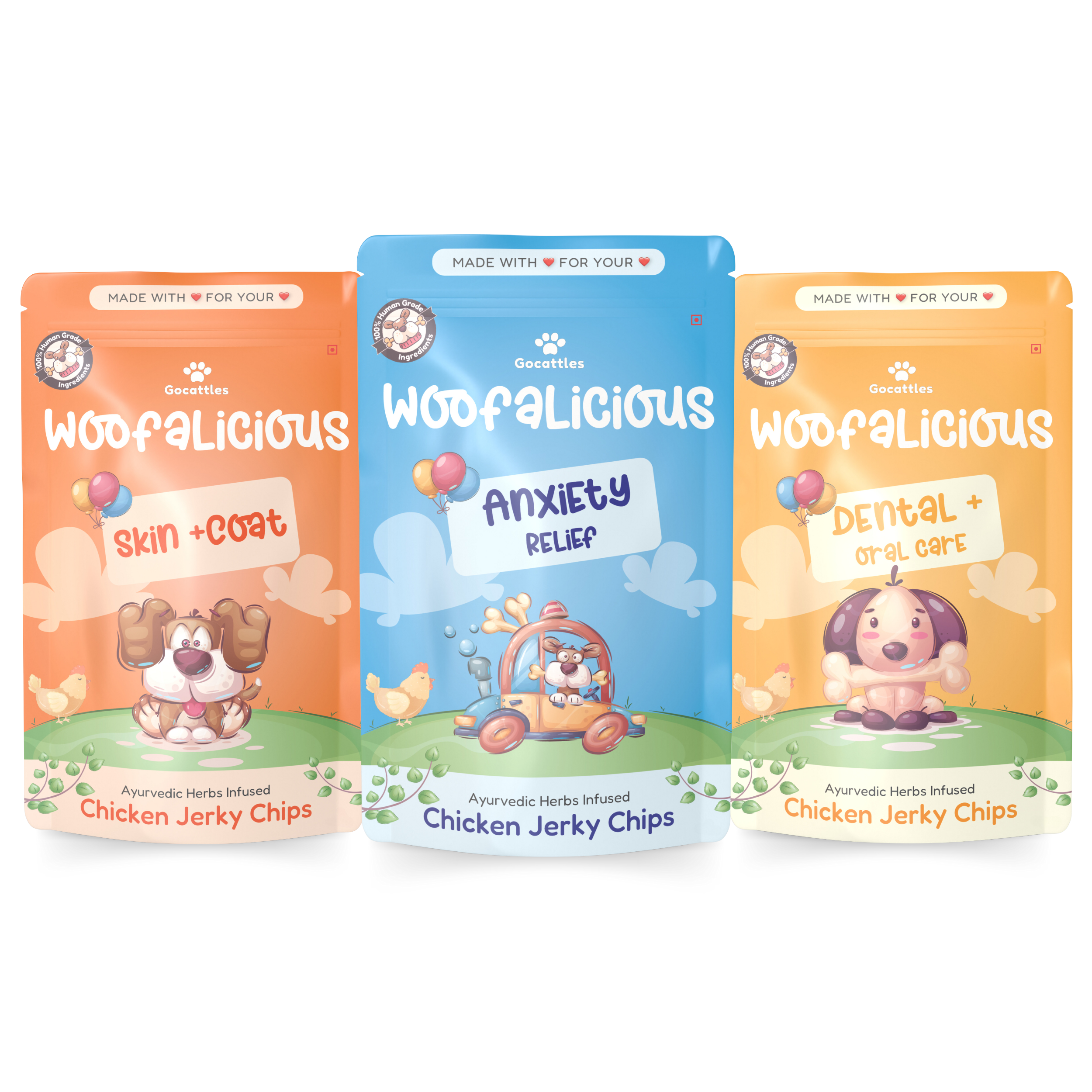 Woofalicious Chicken Jerky Dog Treats | Assorted Combo