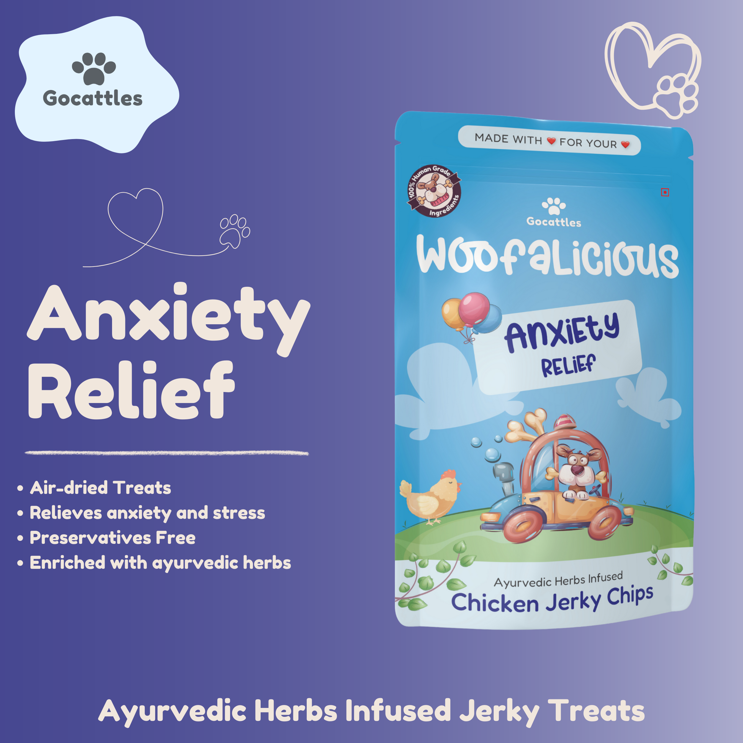 Woofalicious Chicken Jerky Dog Treats | Anxiety Relief | 75gms